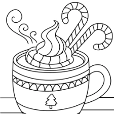 Cup of Hot Cocoa Coloring Page