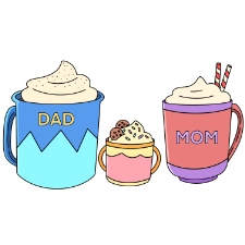 Hot Cocoa Family Coloring Page