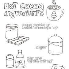 Hot Cocoa Ingredients Coloring Page