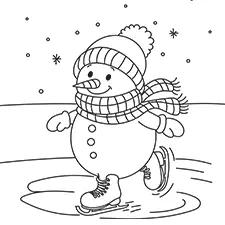 Ice Skating Snowman Coloring Page