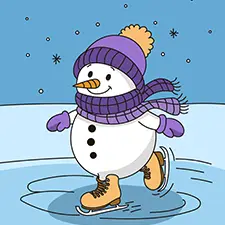 Ice Skating Snowman Coloring Page