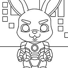 Ironman Bunny Garden Coloring Page Black & White