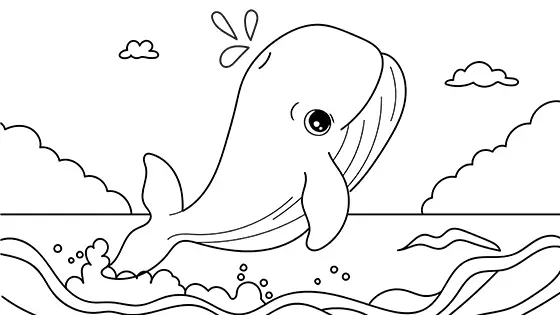 Jumping Whale Coloring Page