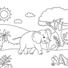 Jungle Elephant Coloring Page