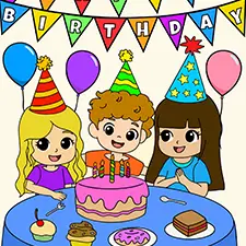 Kids' Birthday Party Coloring Page