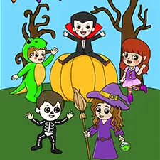 Kids Halloween Party Coloring Sheet