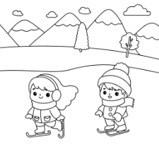 Kids Skating Coloring Page