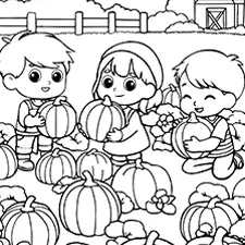 Kids Thanksgiving Harvest Printable Black & White