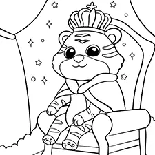 King Tiger Coloring Page Black & White