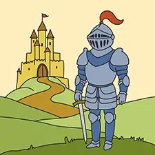 Knight By The Castle Coloring Page