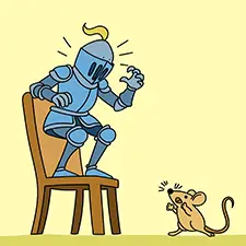 Knight On A Chair Frightened By A Mouse Coloring Page