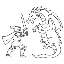 Knight Fighting A Dragon Coloring Page