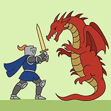 Knight Fighting A Dragon Coloring Page