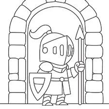 Knight Guarding A Door Coloring Page