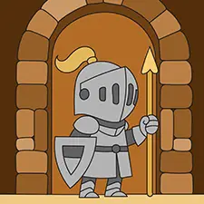 Knight Guarding A Door Coloring Page