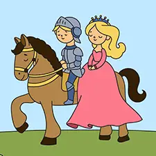 Knight With A Princess On A Horse Coloring Page