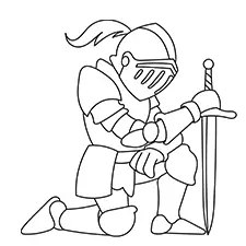 Knight With A Sword Kneeling Down Coloring Page