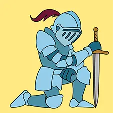 Knight With A Sword Kneeling Down Coloring Page