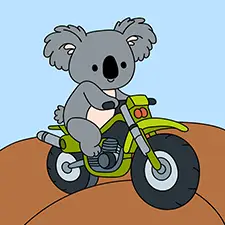 Koala Driving An Off-Road Motorcycle Coloring Page