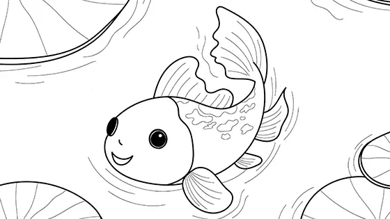 Koi Fish In A Pond Coloring Page