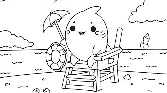 Lifeguard Shark Coloring Page