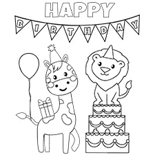 Lion & Giraffe Birthday Party Printable Black & White