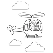 Lion Helicopter Pilot Coloring Page Black & White