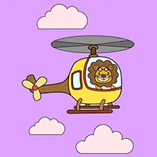 Lion Helicopter Pilot Coloring Page