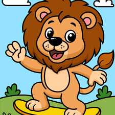Lion Riding A Skateboard Printable