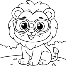Lion Wearing An Eyeglass Coloring Page