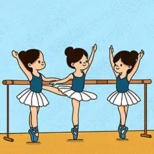 Little Ballerinas Warming Up Coloring Page