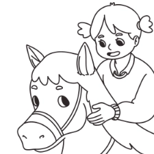 Little Girl and Horse Coloring Page