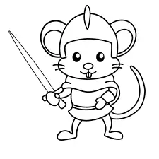Little Mouse Knight Coloring Sheet Black & White