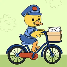 Mail Carrier Duck On A Bicycle Coloring Page