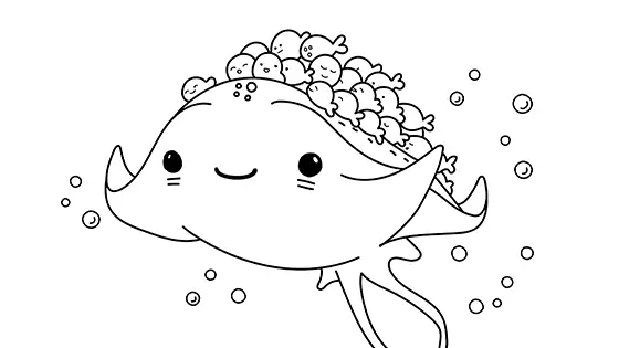 Manta Ray Carrying Baby Fish Coloring Page