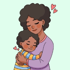 Mom and Child Hugging Coloring Page