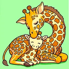 Mommy & Baby Giraffe Colouring Page Color