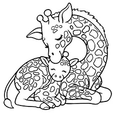 Mommy & Baby Giraffe Colouring Page