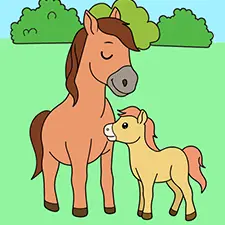 Mommy & Baby Pony Coloring Page