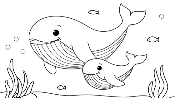 Mommy And Baby Whale Coloring Page