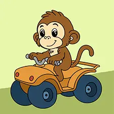 Monkey Driving An ATV Motorcycle Coloring Page