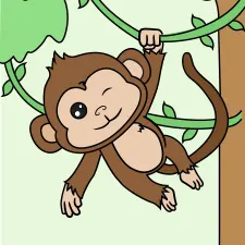 Hanging Monkey Coloring Page