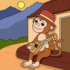 Monkey Playing A Guitar Coloring Page