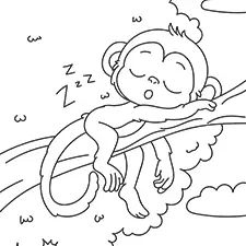 Monkey Sleeping On A Branch Coloring Page