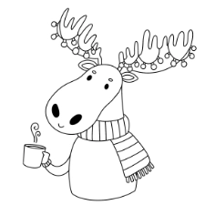 Moose Drinking Coffee Coloring Page