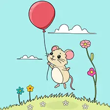 Mouse Holding A Balloon Coloring Sheet