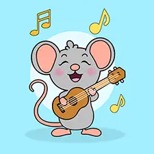 Mouse Playing Guitar Coloring Page