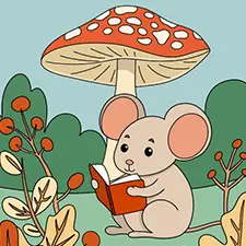 Mouse Reading A Book Coloring Sheet