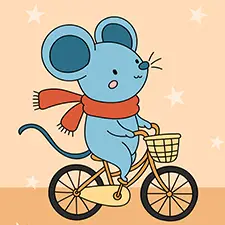 Mouse With A Scarf On A Bicycle Coloring Page