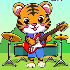 Musician Tiger Coloring Page